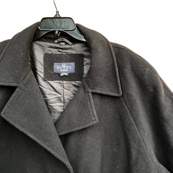 NC Nuage Womens Black Wool Blend Double Breasted Full Length Long Coat Size 24 W - Picture 5 of 9